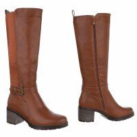 Damen High-Heel Stiefel - camel