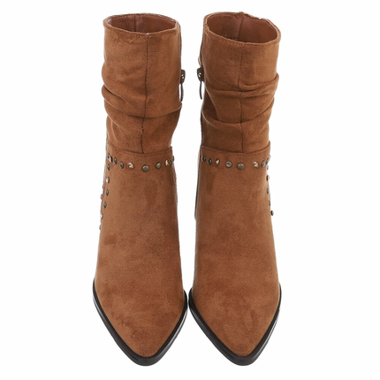 Damen High-Heel Stiefeletten - camel
