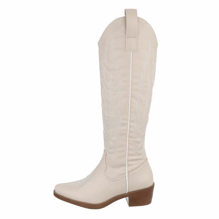 Damen Western- & Bikerboots - beigepu Gr. 42