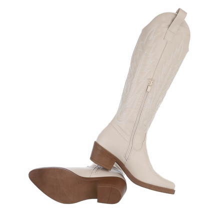 Damen Western- & Bikerboots - beigepu Gr. 42