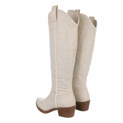 Damen Western- & Bikerboots - beigepu Gr. 42