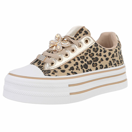 Damen Low-Sneakers - leopard Gr. 36