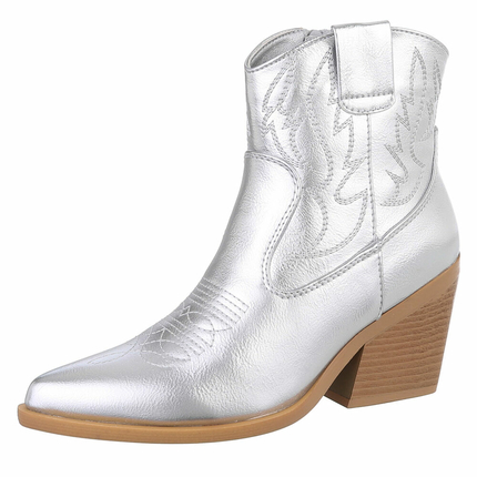 Damen Western- & Bikerboots - silver Gr. 36