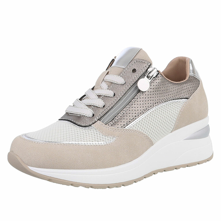 Damen Keilabsatz-Sneakers - beige - 12 Paar