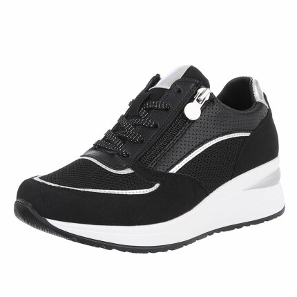 Damen Keilabsatz-Sneakers - black Gr. 39