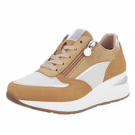 Damen Keilabsatz-Sneakers - camel Gr. 37