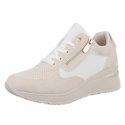 Damen Keilabsatz-Sneakers - beige Gr. 38