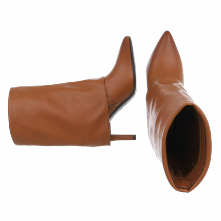 Damen High-Heel Stiefeletten - camel