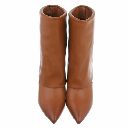 Damen High-Heel Stiefeletten - camel