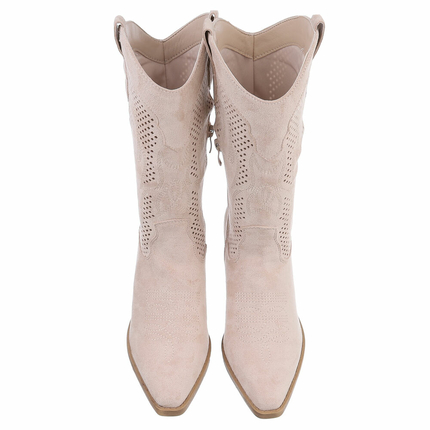 Damen Western- & Bikerboots - beigesuede