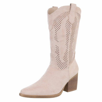 Damen Western- & Bikerboots - beigesuede Gr. 38