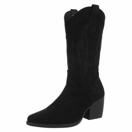 Damen Western- & Bikerboots - blacksuede Gr. 36