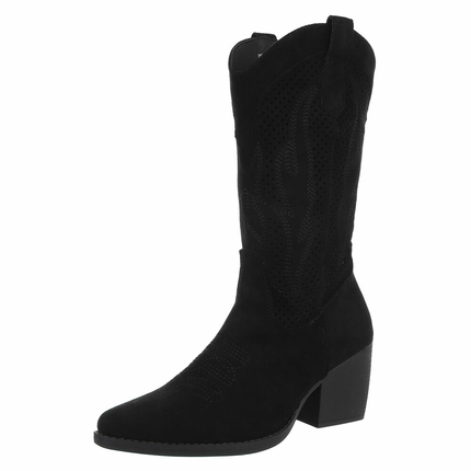 Damen Western- & Bikerboots - blacksuede Gr. 36
