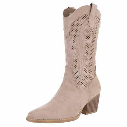 Damen Western- & Bikerboots - khakisuede Gr. 36