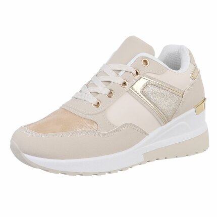Damen Keilabsatz-Sneakers - beige Gr. 41