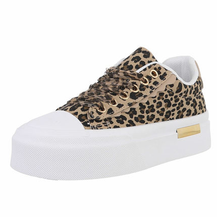 Damen Low-Sneakers - leopard Gr. 37