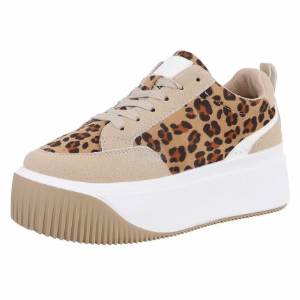 Damen Low-Sneakers - leopard Gr. 39