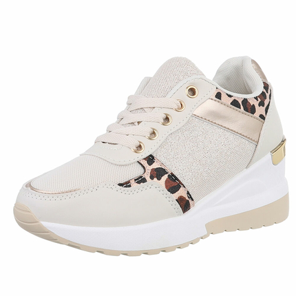 Damen Keilabsatz-Sneakers - beige Gr. 38