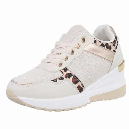 Damen Keilabsatz-Sneakers - beige Gr. 40