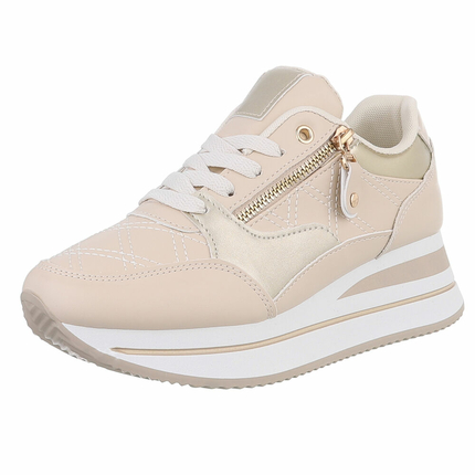 Damen Keilabsatz-Sneakers - beige Gr. 40