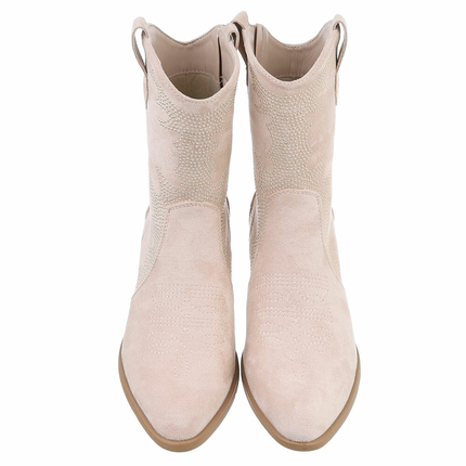 Damen Western- & Bikerboots - beigesuede