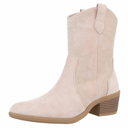 Damen Western- & Bikerboots - beigesuede Gr. 36