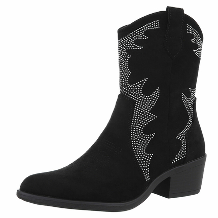 Damen Western- & Bikerboots - blacksuede Gr. 38