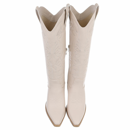 Damen Western- & Bikerboots - beigepu