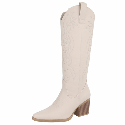 Damen Western- & Bikerboots - beigepu Gr. 40