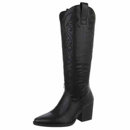 Damen Western- & Bikerboots - blackpu Gr. 38