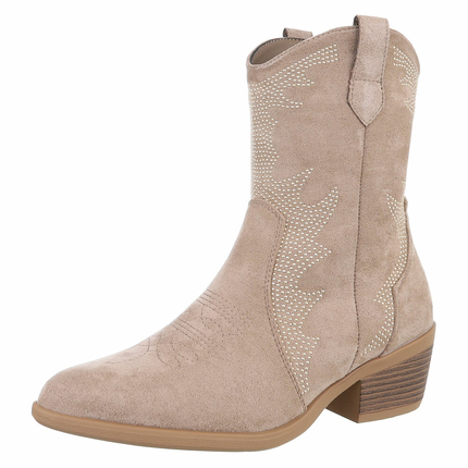 Damen Western- & Bikerboots - khakisuede Gr. 42