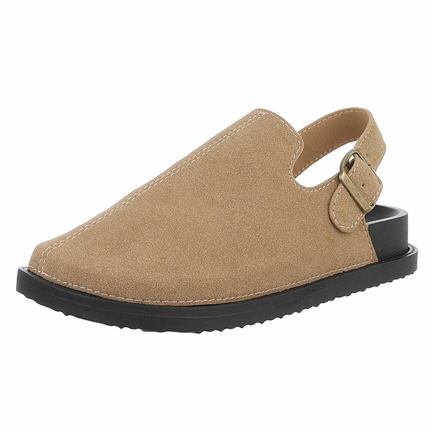 Damen Pantoletten - khaki Gr. 39