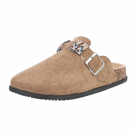 Damen Pantoletten - khaki - 12 Paar
