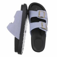 Leder Damen Pantoletten - blue