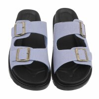 Leder Damen Pantoletten - blue