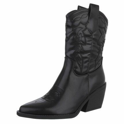 Damen Western- & Bikerboots - blackpu Gr. 39