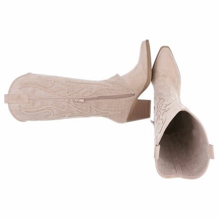 Damen Western- & Bikerboots - beigesuede