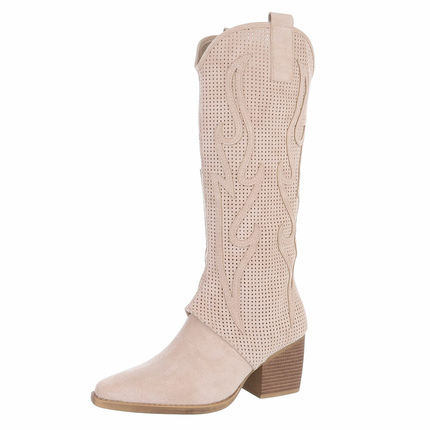 Damen Western- & Bikerboots - beigesuede Gr. 41