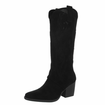 Damen Western- & Bikerboots - blacksuede Gr. 36
