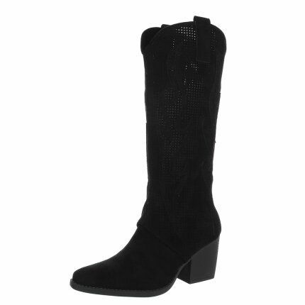Damen Western- & Bikerboots - blacksuede Gr. 37
