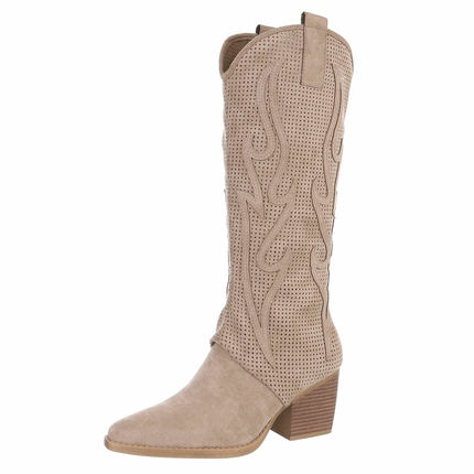 Damen Western- & Bikerboots - khakisuede Gr. 38