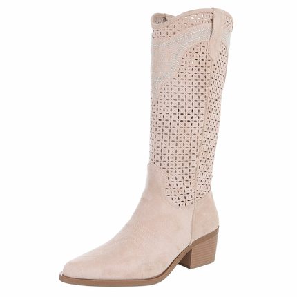 Damen Western- & Bikerboots - beigesuede Gr. 40