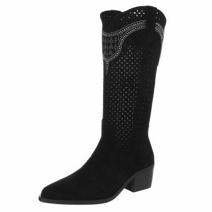 Damen Western- & Bikerboots - blacksuede Gr. 40