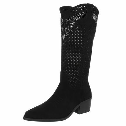 Damen Western- & Bikerboots - blacksuede Gr. 40