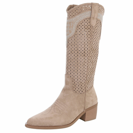 Damen Western- & Bikerboots - khakisuede Gr. 36