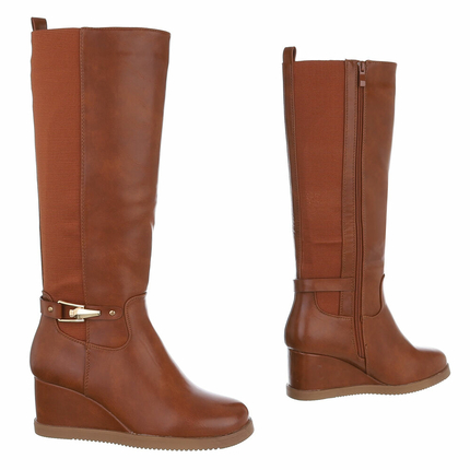 Damen High-Heel Stiefel - camel