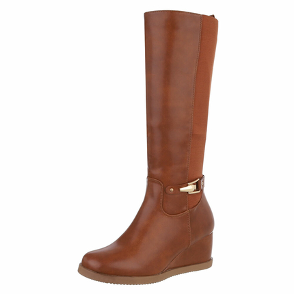 Damen High-Heel Stiefel - camel Gr. 40