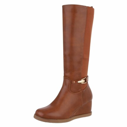 Damen High-Heel Stiefel - camel Gr. 41