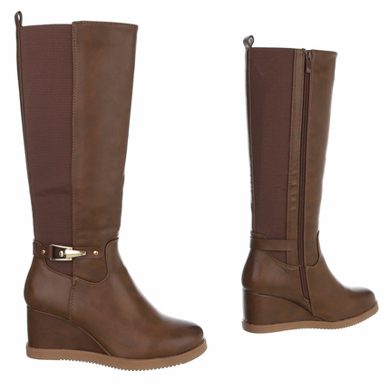 Damen High-Heel Stiefel - khaki