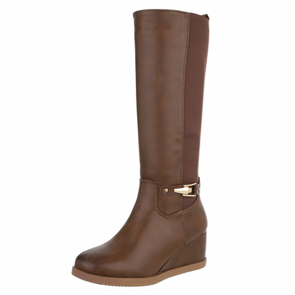 Damen High-Heel Stiefel - khaki Gr. 40